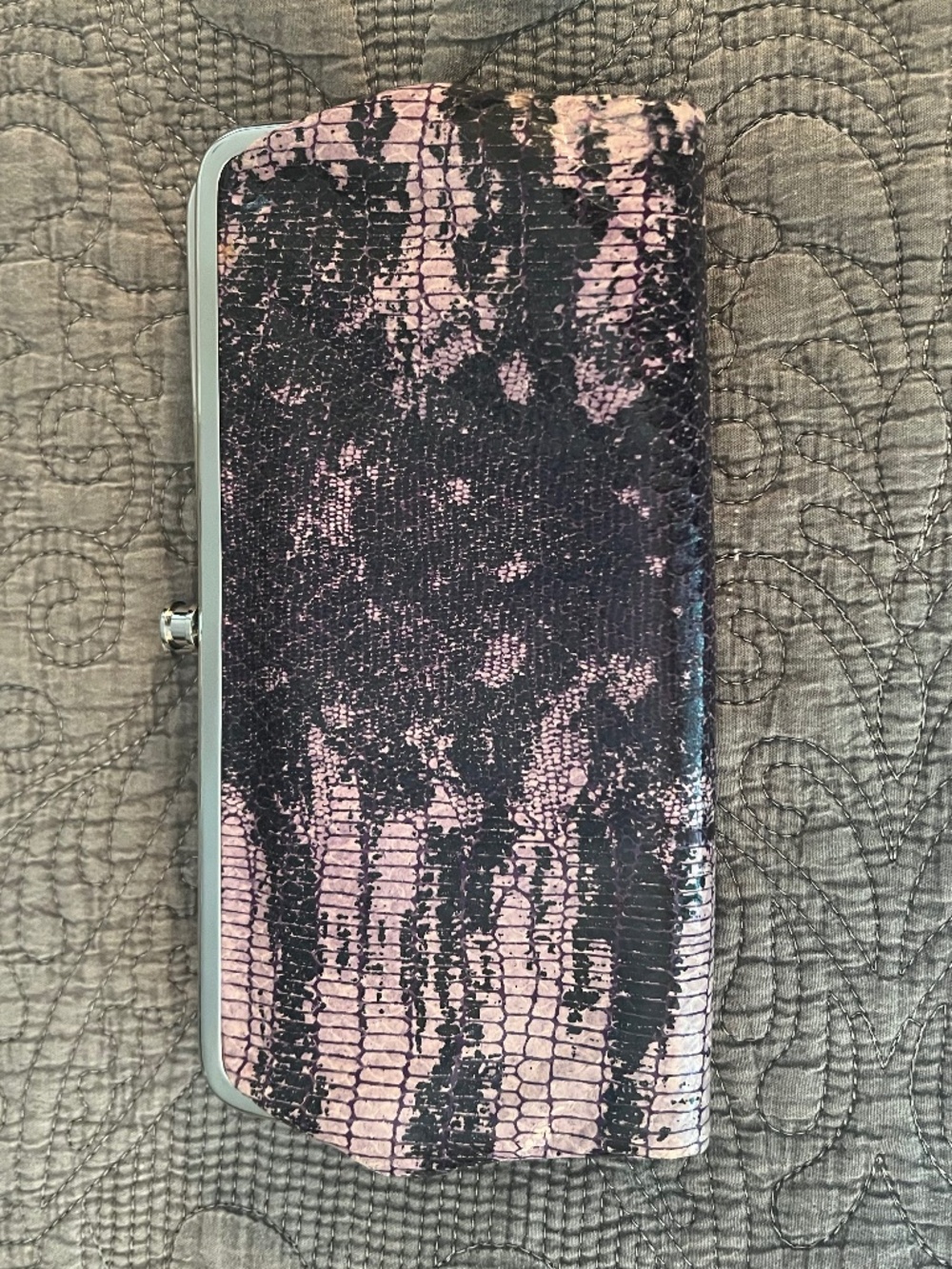 Hobo Leather “Snake Skin” Clutch-Wallet with Double Sides that Fold Out